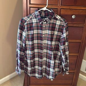 Ralph Lauren Polo boys buttondown dress shirt, red/green plaid,size XL, sz 18-20